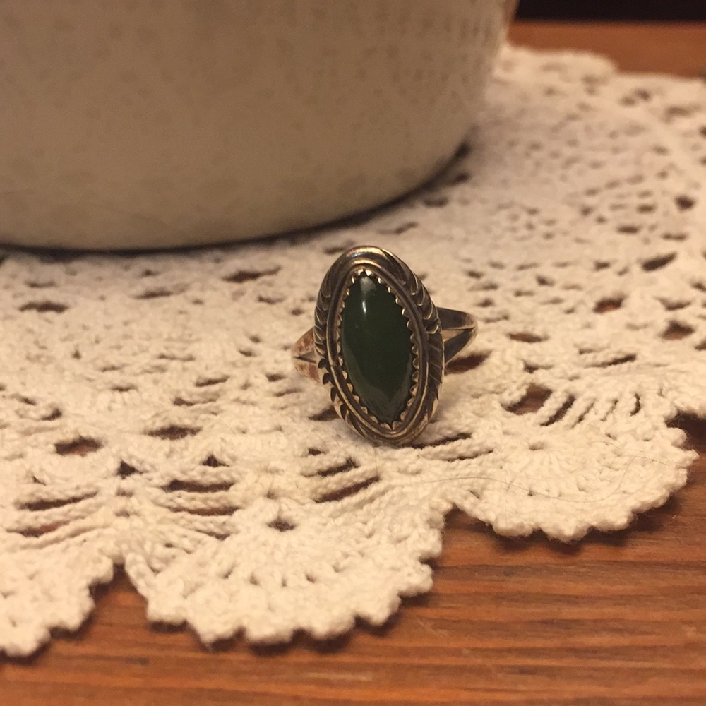 Silver Ring With Green Stone